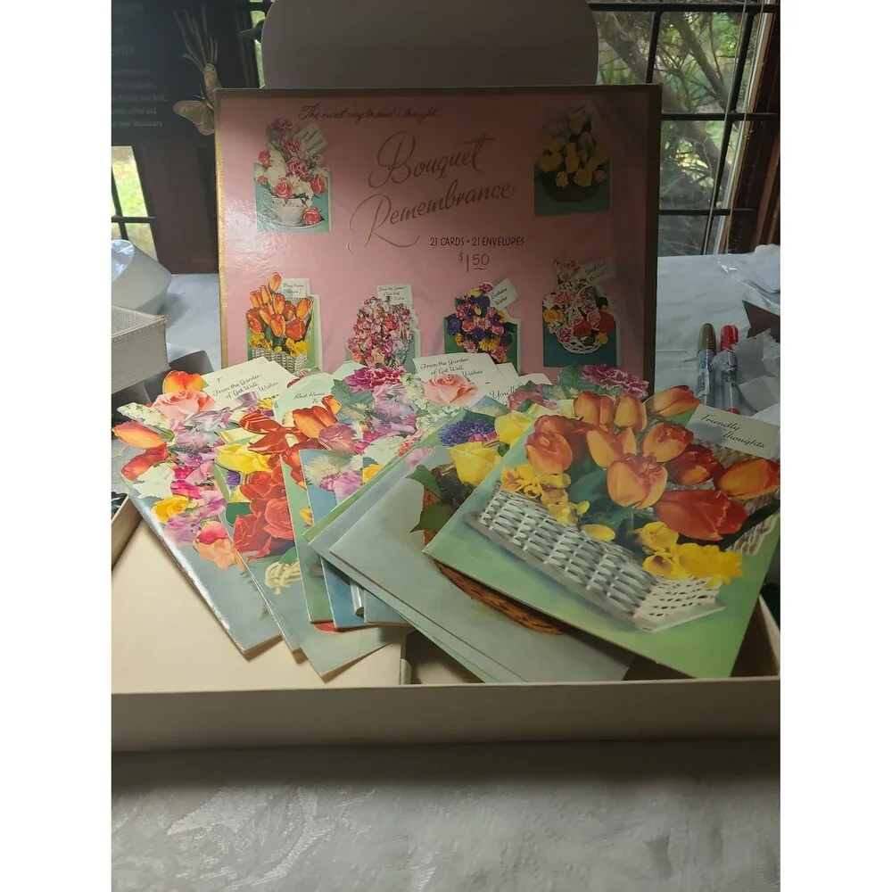 Vintage Bouquet Remembrance cards and envelopes